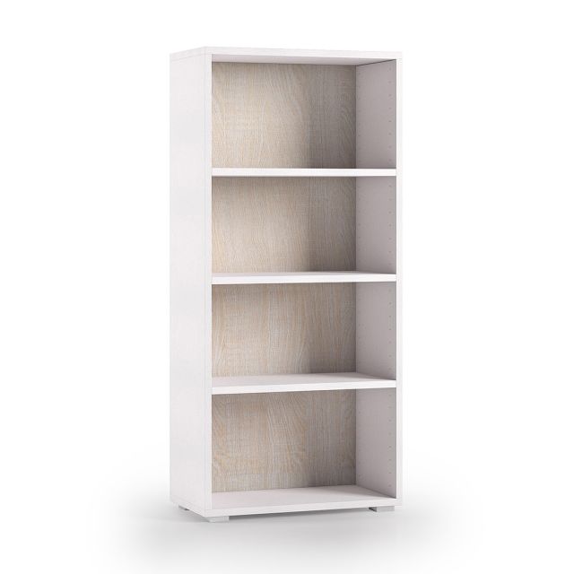 Scaffale bagno in legno bianco e rovere