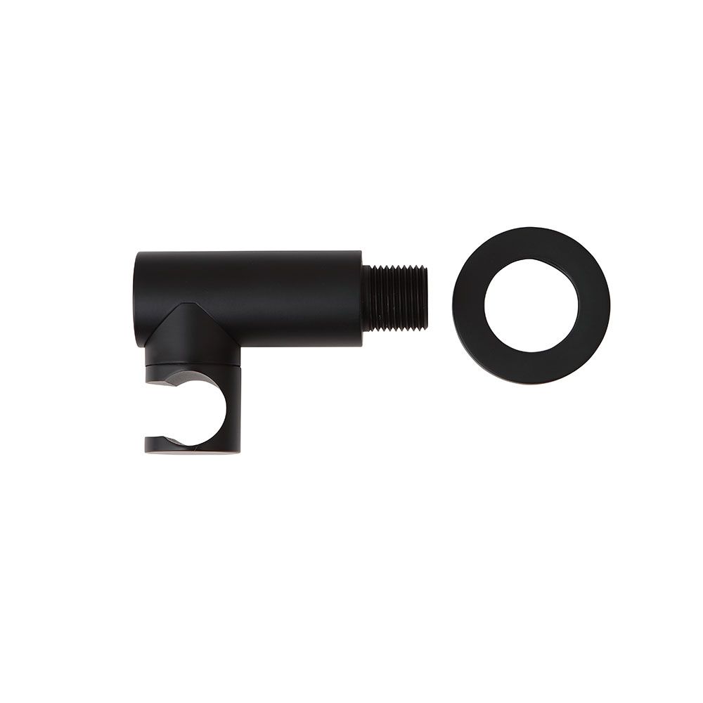 Schwarze Handbrause mit Wasseranschluss und Brauscheschlauchanschluss