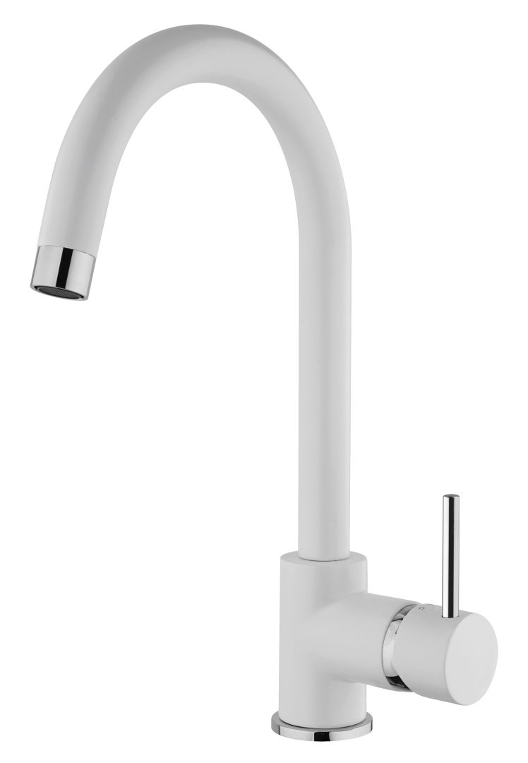 Küchen- und Waschmaschinenarmatur mit hohem Auslauf weiß