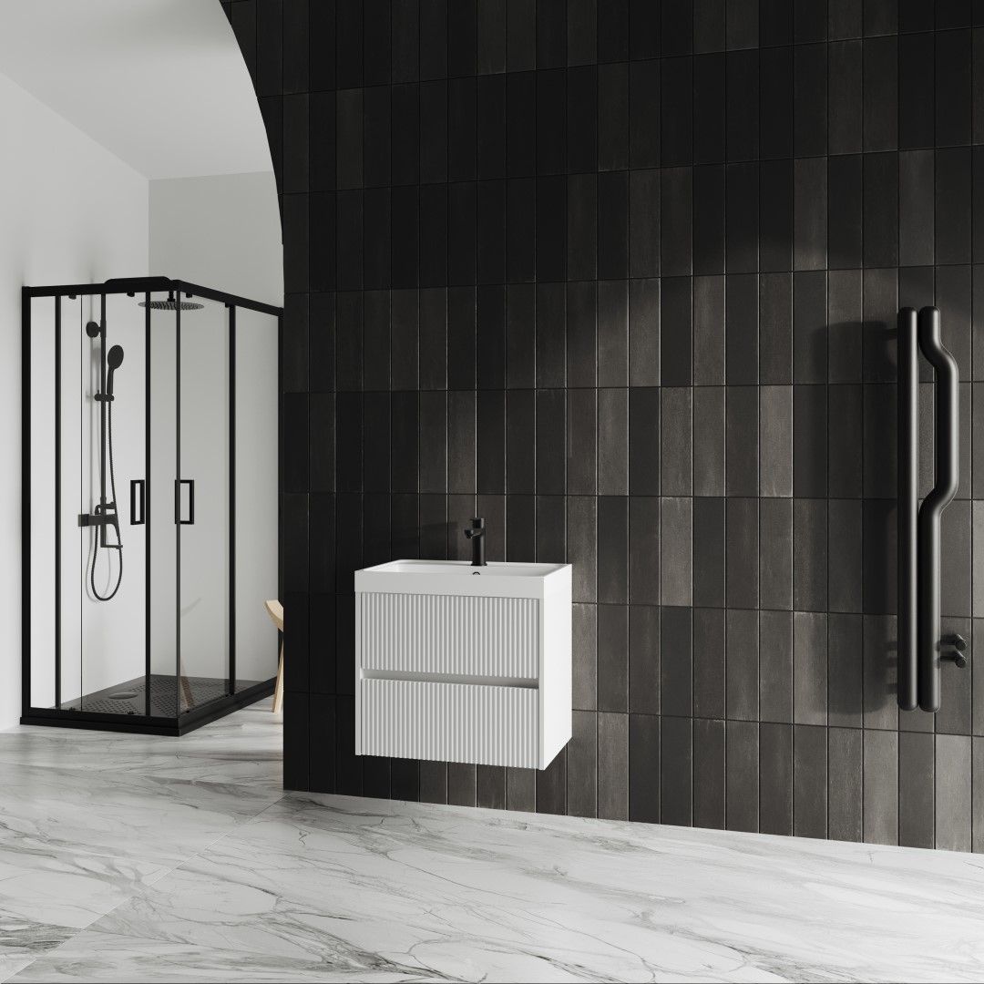 Badmöbel mit 60 cm Waschbecken in mattem Weiß