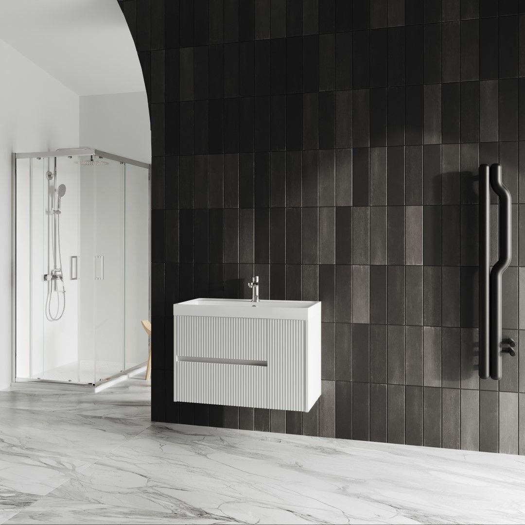 Hängendes Badezimmermöbel 80 cm, mattweiß