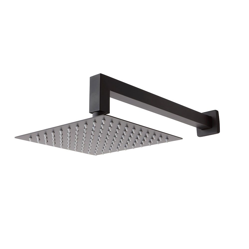 Duschset mit Kopfbrause eckig in schwarz matt