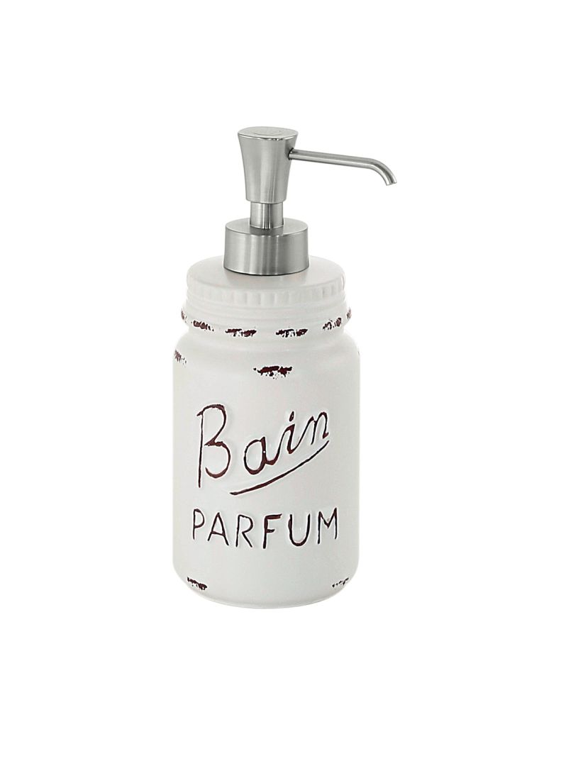 Flüssigseifenspender mit weißem Keramikdekor