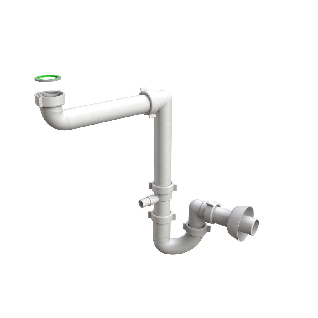 Sifone per lavello salvaspazio ad un'entrata