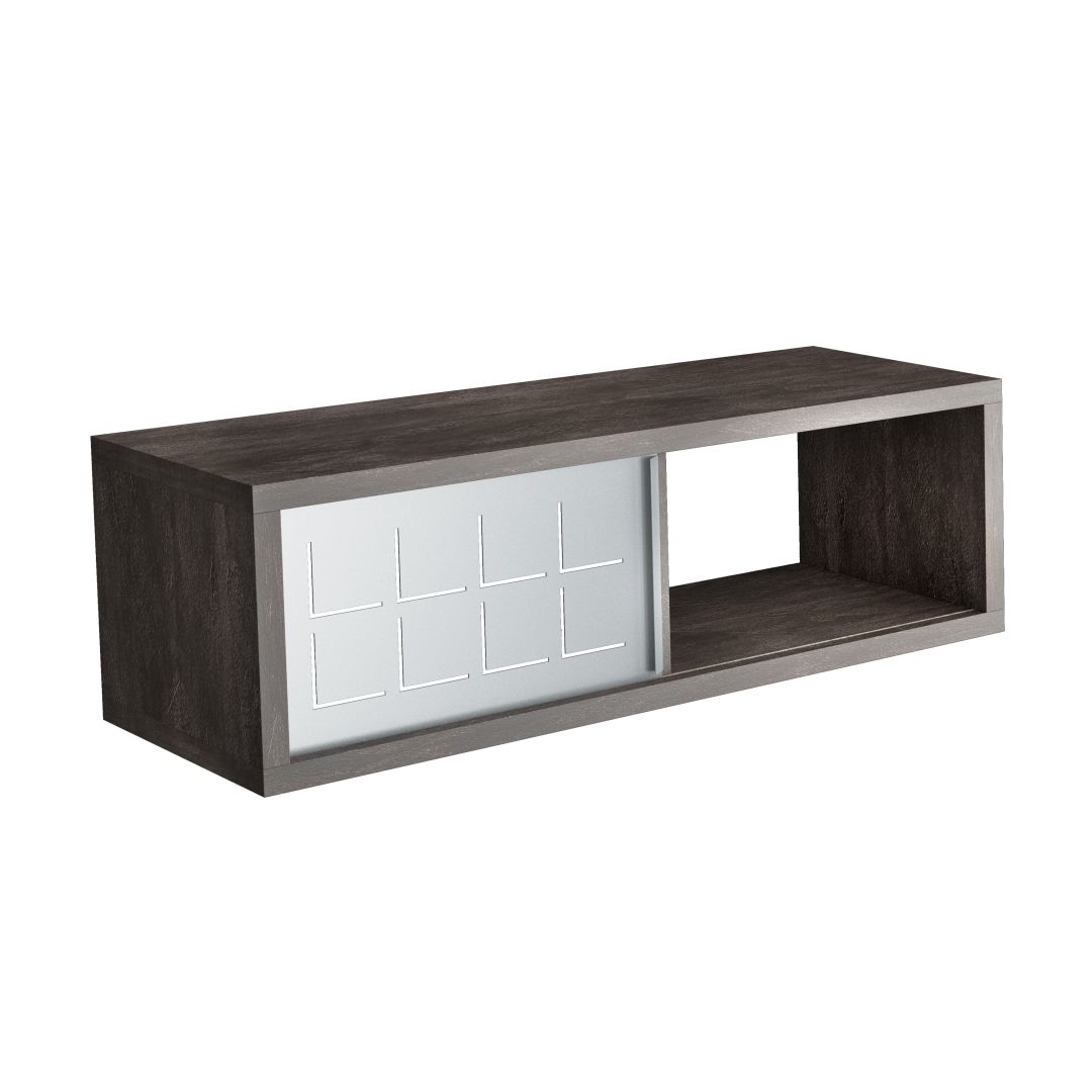 Rechteckiges Regal in Schieferoptik.