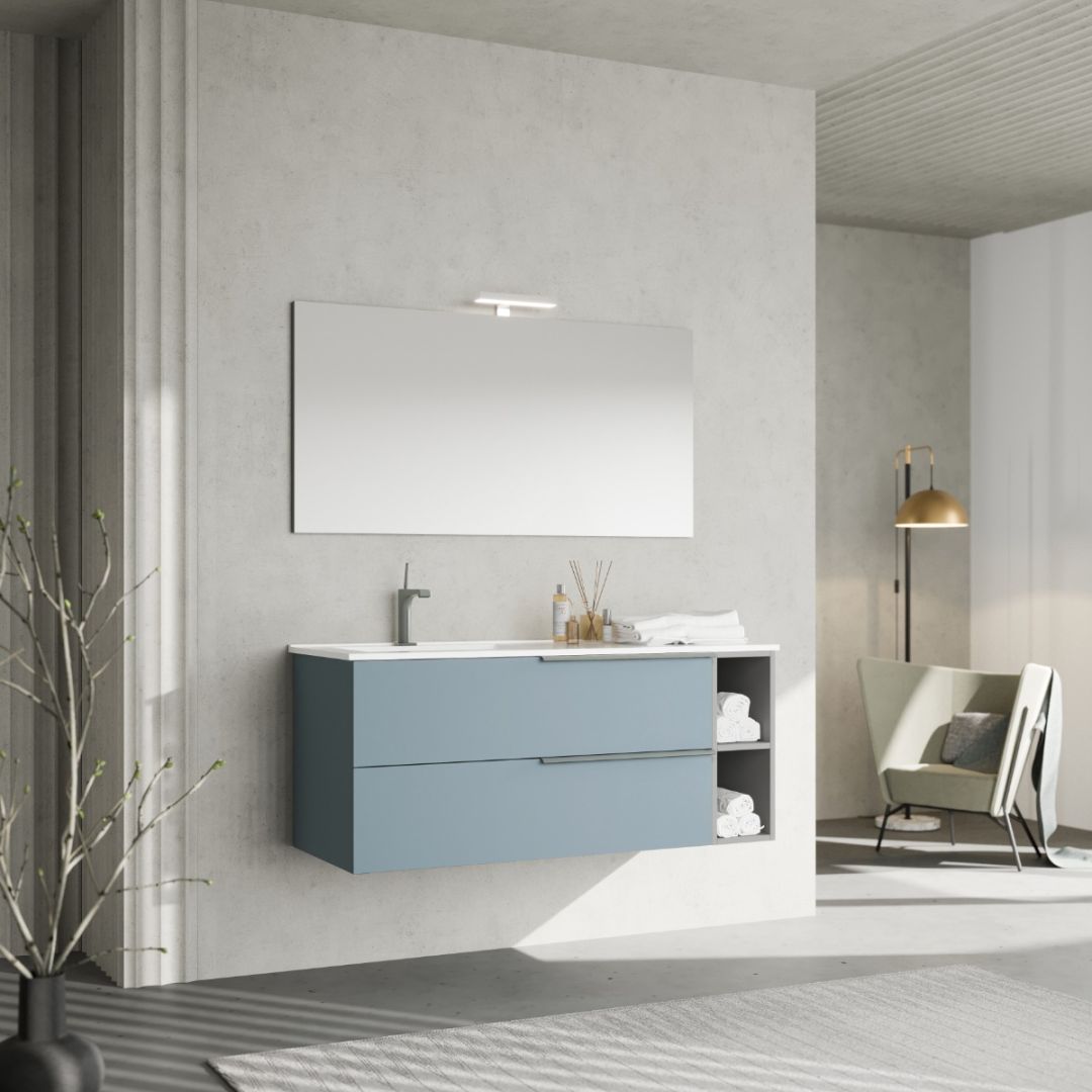 Mobile bagno 120cm con cassettoni e vano a giorno frontale