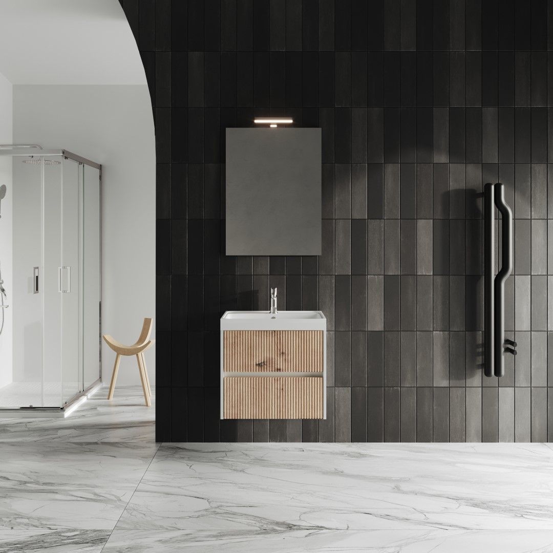 Schwebendes Badezimmermöbel in Goldeneiche, 60 cm