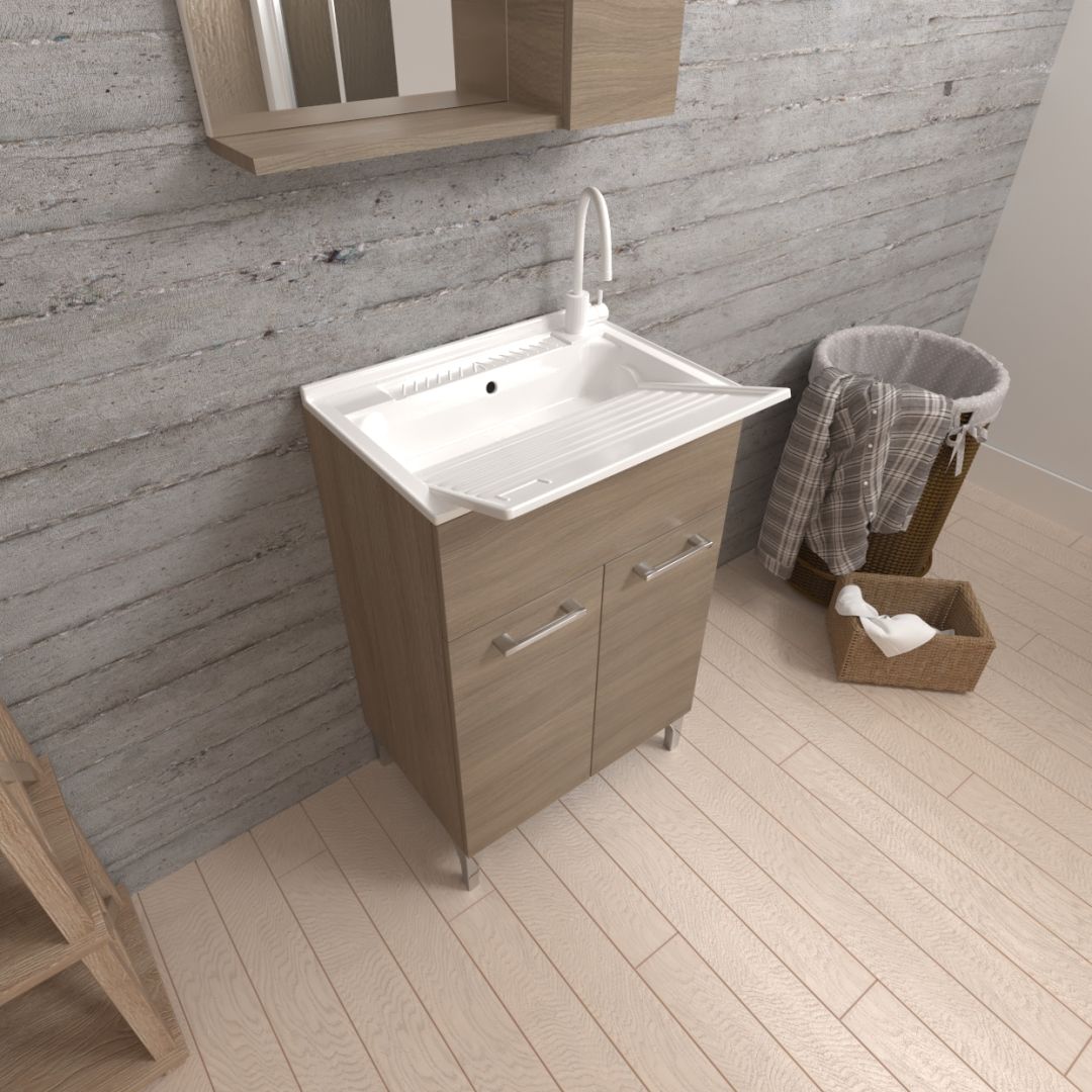 Waschtrog mit Unterschrank 50x50 Eiche natur