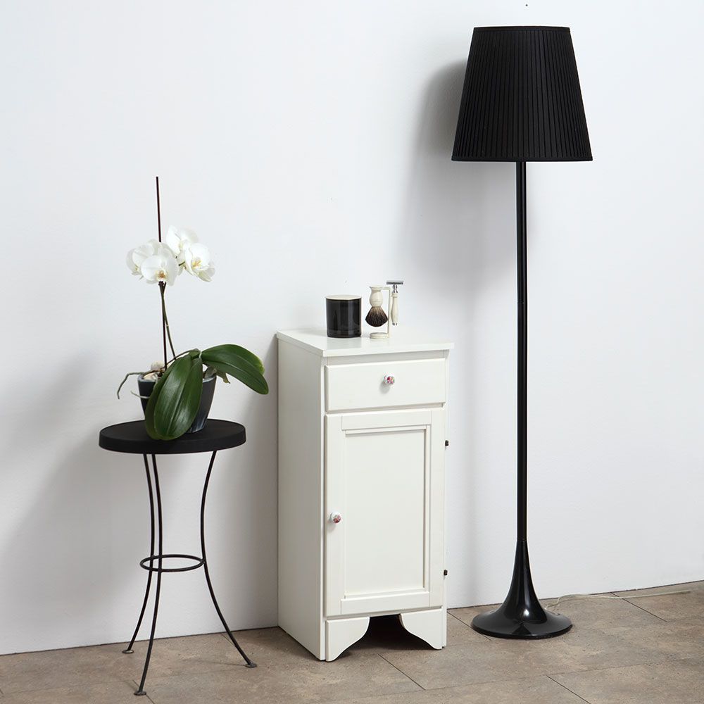 Bodenschrank komplett mit Schublade und Tür in weiß gebeizt