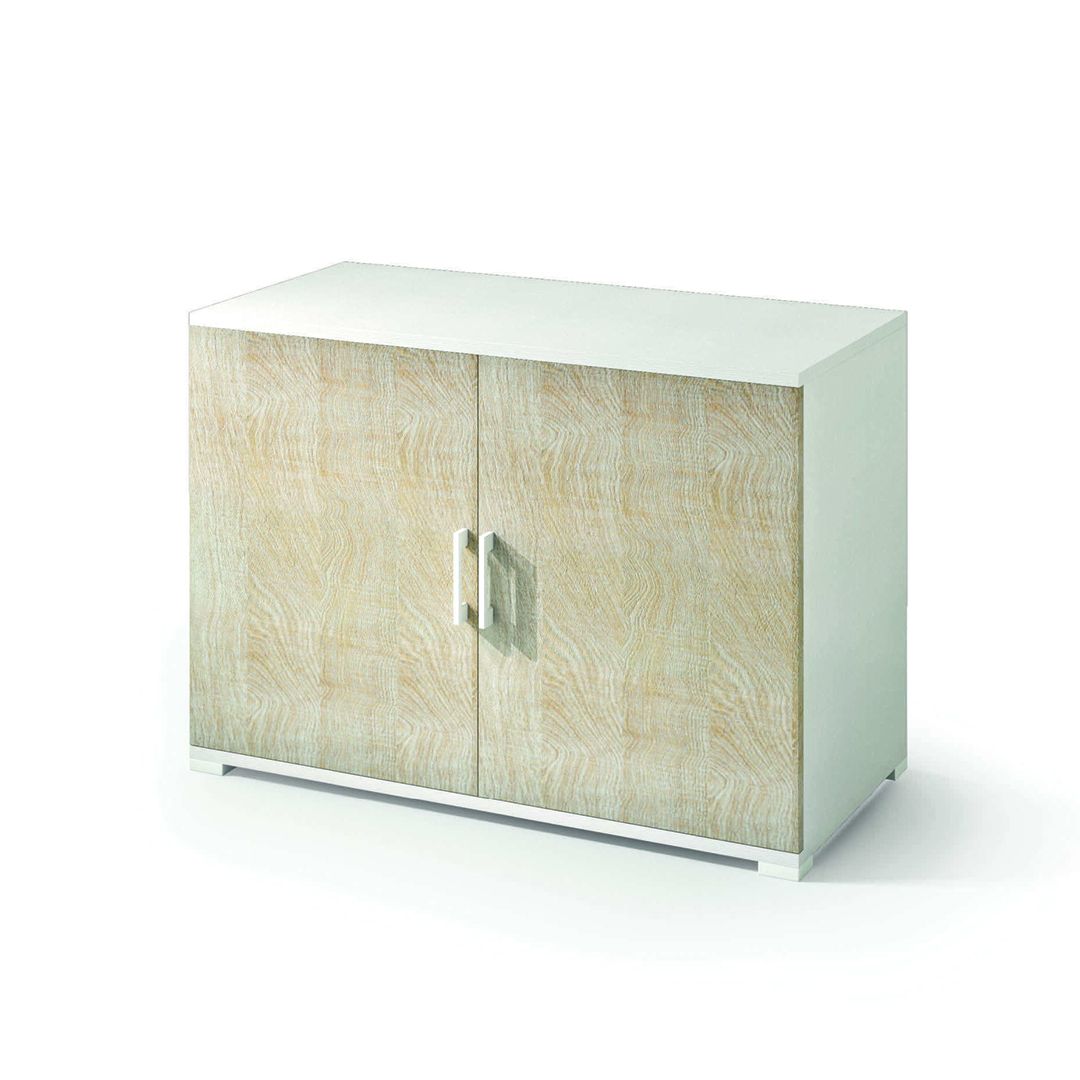 Mobiletto contenitore bianco con frontale rovere