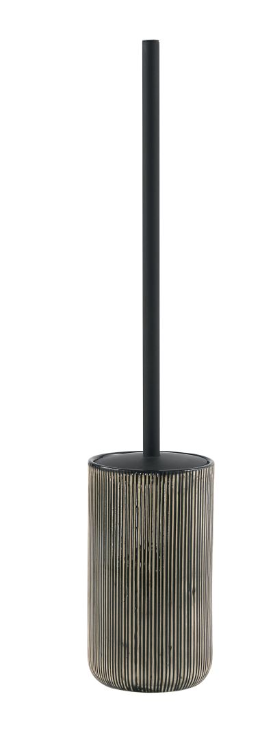 Schwarzer Keramik-Toilettenbürstenhalter mit Adern- und Zebra-Effekt
