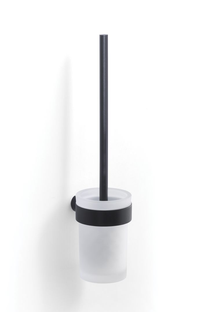 WC-Bürstenhalter Serie Palazzo mit schwarzer Fixierung und Glas, Wandhängend