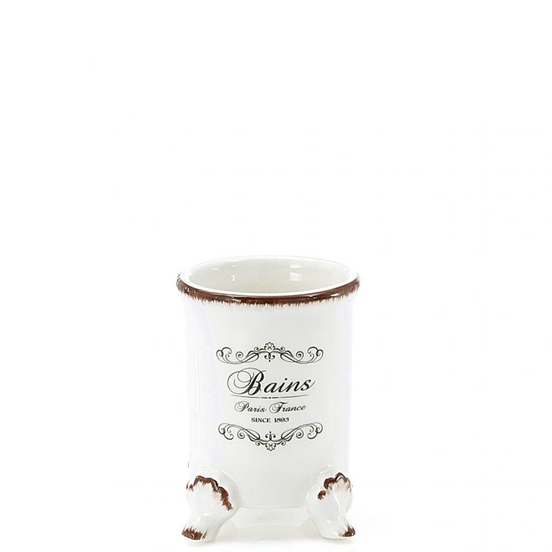 Keramik-Zahnbürstenhalter Shabby mit Dekor Serie Amelia