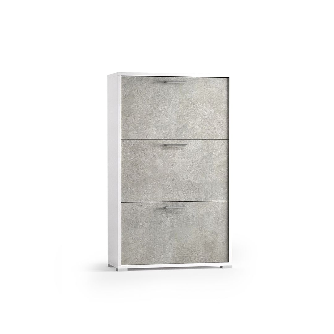 Scarpiera bianca con ante cemento