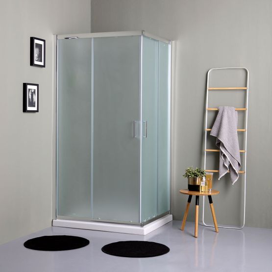 Rechteckige Duschkabine 90x70 mit Türen aus satiniertem Sicherheitsglas Rechteckige Duschkabine 90x70 mit Türen aus satiniertem Sicherheitsglas